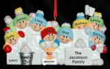 Family Christmas Ornament Snowball Fun for 8 with Dogs, Cats, Pets Custom Added Personalized FREE at PersonalizedOrnamentsMarket.com by Russell Rhodes