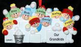 Grandparents Christmas Ornament Snowball Fun Grandkids 9 Personalized FREE at PersonalizedOrnamentsMarket.com by Russell Rhodes