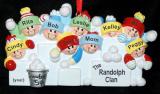 Family Christmas Ornament Snowball Fun for 9 Personalized FREE at PersonalizedOrnamentsMarket.com by Russell Rhodes