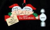 Grandparents Christmas Ornament Will Work for Santa 2 Grandkids Personalized FREE at PersonalizedOrnamentsMarket.com by Russell Rhodes