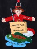 Fishing Christmas Ornament Biggest Fish Story Personalized FREE at PersonalizedOrnamentsMarket.com by Russell Rhodes