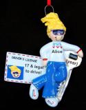 New License Christmas Ornament Female Blond Personalized FREE at PersonalizedOrnamentsMarket.com by Russell Rhodes