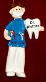 Male Dentist or Dental Hygienist Christmas Ornament Personalized FREE at PersonalizedOrnamentsMarket.com by Russell Rhodes