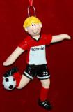 Soccer Christmas Ornament Male Blond Personalized FREE at PersonalizedOrnamentsMarket.com by Russell Rhodes