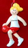 Basketball Christmas Ornament Female Blond Personalized FREE at PersonalizedOrnamentsMarket.com by Russell Rhodes