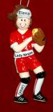 Softball Christmas Ornament Female Brunette Personalized FREE at PersonalizedOrnamentsMarket.com by Russell Rhodes