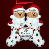 Grandparents Christmas Ornament Stocking Cute 2 Grandkids Personalized FREE at PersonalizedOrnamentsMarket.com by Russell Rhodes