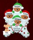 Xmas Cute Family Christmas Ornament 4 KIds with Dogs, Cats, Pets Custom Added Personalized FREE at PersonalizedOrnamentsMarket.com by Russell Rhodes