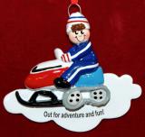 Snowmobile Christmas Ornament for Boy or Girl Personalized FREE at PersonalizedOrnamentsMarket.com by Russell Rhodes