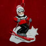 Male Snow Skiing Christmas Ornament Personalized FREE at PersonalizedOrnamentsMarket.com by Russell Rhodes