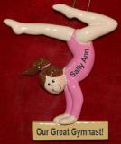 Gymnastics Christmas Ornament Female Brown Personalized FREE at PersonalizedOrnamentsMarket.com by Russell Rhodes