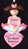 Ballerina Christmas Ornament Princess Brown Personalized FREE at PersonalizedOrnamentsMarket.com by Russell Rhodes