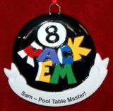 Pool Christmas Ornament Rack Them Up Personalized FREE at PersonalizedOrnamentsMarket.com by Russell Rhodes