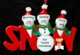 Family Christmas Ornament Fun for 3 with Dogs, Cats, Pets Custom Added Personalized FREE at PersonalizedOrnamentsMarket.com by Russell Rhodes