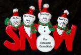 Grandparents Christmas Ornament Snow Much Fun 4 Grandkids Personalized FREE at PersonalizedOrnamentsMarket.com by Russell Rhodes