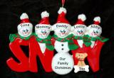 Family Christmas Ornament Fun for 5 with Dogs, Cats, Pets Custom Added Personalized FREE at PersonalizedOrnamentsMarket.com by Russell Rhodes