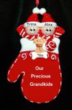 Grandparents Christmas Ornament Mittens 2 Grandkids with Dogs, Cats, Pets Custom Added Personalized FREE at PersonalizedOrnamentsMarket.com by Russell Rhodes