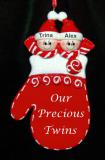 Twins Christmas Ornament Holiday Mitten Personalized FREE at PersonalizedOrnamentsMarket.com by Russell Rhodes