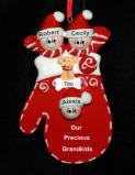 Grandparents Christmas Ornament Mittens 3 Grandkids with Dogs, Cats, Pets Custom Added Personalized FREE at PersonalizedOrnamentsMarket.com by Russell Rhodes