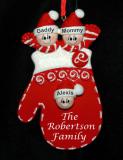 Family Christmas Ornament Holiday Mitten for 3 Personalized FREE at PersonalizedOrnamentsMarket.com by Russell Rhodes