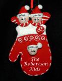 Family Christmas Ornament Holiday Mitten Just the 3 Kids Personalized FREE at PersonalizedOrnamentsMarket.com by Russell Rhodes