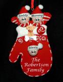 Family Christmas Ornament Holiday Mitten for 3 with Dogs, Cats, Pets Custom Added Personalized FREE at PersonalizedOrnamentsMarket.com by Russell Rhodes