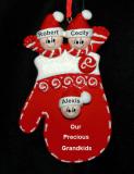 Grandparents Christmas Ornament Holiday Mitten 3 Grandkids Personalized FREE at PersonalizedOrnamentsMarket.com by Russell Rhodes