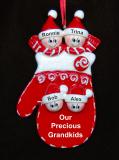 Grandparents Christmas Ornament Holiday Mitten 4 Grandkids Personalized FREE at PersonalizedOrnamentsMarket.com by Russell Rhodes