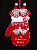 Family Christmas Ornament Holiday Mitten for 4 Personalized FREE at PersonalizedOrnamentsMarket.com by Russell Rhodes