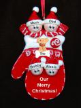 Family Christmas Ornament Holiday Mitten for 4 with Dogs, Cats, Pets Custom Added Personalized FREE at PersonalizedOrnamentsMarket.com by Russell Rhodes