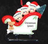 Grandkids or Family Christmas Ornament Sleigh for 3 with Dogs, Cats, Pets Custom Added Personalized FREE at PersonalizedOrnamentsMarket.com by Russell Rhodes