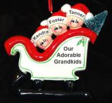 Grandparents Christmas Ornament Sleigh 3 Grandkids Personalized FREE at PersonalizedOrnamentsMarket.com by Russell Rhodes