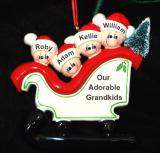 Grandparents Christmas Ornament Sleigh 4 Grandkids Personalized FREE at PersonalizedOrnamentsMarket.com by Russell Rhodes