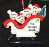 Family Christmas Ornament Sleigh for 4 Personalized FREE at PersonalizedOrnamentsMarket.com by Russell Rhodes