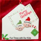 Seasons Greetings Family Christmas Ornament Just the Kids 2 Personalized FREE at PersonalizedOrnamentsMarket.com by Russell Rhodes