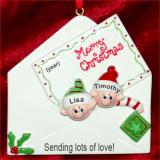 Seasons Greetings Couple Christmas Ornament Personalized FREE at PersonalizedOrnamentsMarket.com by Russell Rhodes