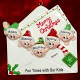 Seasons Greetings Family Christmas Ornament for 5 Personalized FREE at PersonalizedOrnamentsMarket.com by Russell Rhodes