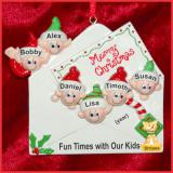 Seasons Greetings Family Christmas Ornament for 6 with Dogs, Cats, Pets Custom Added Personalized FREE at PersonalizedOrnamentsMarket.com by Russell Rhodes