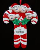 Grandparents Christmas Ornament Candy Canes for 4 Grandkids Personalized FREE at PersonalizedOrnamentsMarket.com by Russell Rhodes