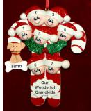 Grandparents Christmas Ornament Candy Canes for 7 Grandkids with Dogs, Cats, Pets Custom Added Personalized FREE at PersonalizedOrnamentsMarket.com by Russell Rhodes