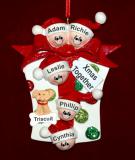 Family Christmas Ornament Xmas Gift for 5 with Dogs, Cats, Pets Custom Added Personalized FREE at PersonalizedOrnamentsMarket.com by Russell Rhodes