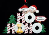 Grandparents Christmas Ornament Ho Ho Ho 2 Grandkids with Dogs, Cats, Pets Custom Added Personalized FREE at PersonalizedOrnamentsMarket.com by Russell Rhodes