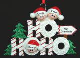 Grandparents Christmas Ornament Ho Ho Ho 3 Grandkids Personalized FREE at PersonalizedOrnamentsMarket.com by Russell Rhodes