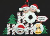 Family Christmas Ornament Ho Ho Ho for 3 with Dogs, Cats, Pets Custom Added Personalized FREE at PersonalizedOrnamentsMarket.com by Russell Rhodes