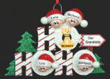 Grandparents Christmas Ornament Ho Ho Ho 4 Grandkids with Dogs, Cats, Pets Custom Added Personalized FREE at PersonalizedOrnamentsMarket.com by Russell Rhodes