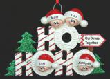 Family Christmas Ornament Ho Ho Ho for 4 Personalized FREE at PersonalizedOrnamentsMarket.com by Russell Rhodes