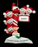 Family Christmas Ornament North Pole for 5 with Dogs, Cats, Pets Custom Added Personalized FREE at PersonalizedOrnamentsMarket.com by Russell Rhodes