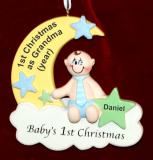 First Christmas as Grandma Ornament Newborn Baby Boy Personalized FREE at PersonalizedOrnamentsMarket.com by Russell Rhodes