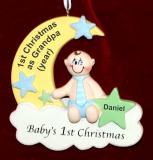 First Christmas as Grandpa Ornament Newborn Baby Boy Personalized FREE at PersonalizedOrnamentsMarket.com by Russell Rhodes