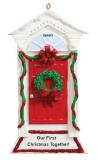 Our 1st Chrismas Together Ornament Red Door with Wreath Personalized FREE at PersonalizedOrnamentsMarket.com by Russell Rhodes